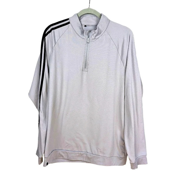 Adidas Men's Gray ¼  Zip Long Sleeve Pullover 3 Stripes Golf Jacket size Large - Picture 1 of 4